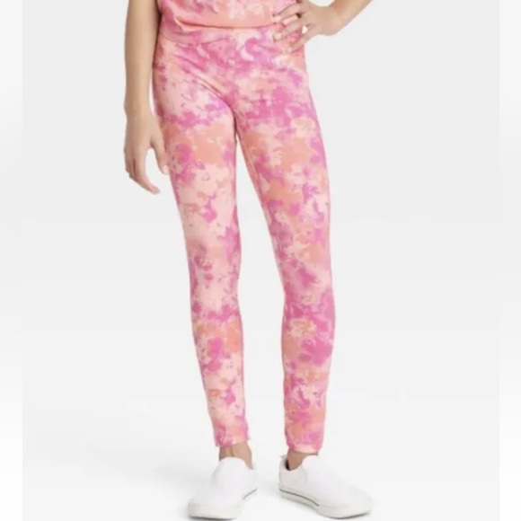 NEW Girls Leggings Cat & Jack Pink tie dye stretch Various Sizes, NWT. 2 pair - Picture 2 of 5